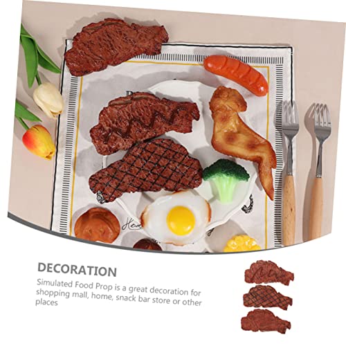 ERINGOGO 3 Stück Realistisches Teiliges Steak Modell Künstliches Fleisch Lebensechte Fake Food Deko für Esszimmer Fotografie Requisite für Restaurant und Heimdekoration von ERINGOGO