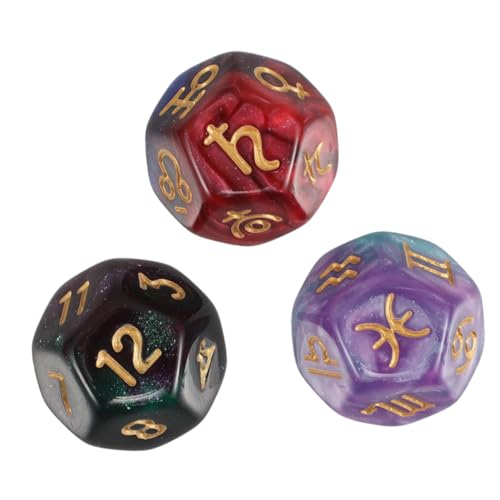 ERINGOGO 3 Stück Seitige Astrologische Würfel mit Dualfarbe Tierkreis Planeten und Zahlen für Wahrsagung Tarot und Brettspiele Einzigartiges Design für Individuelle Spielaccessoires von ERINGOGO