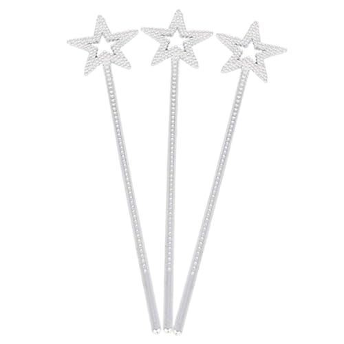 ERINGOGO 3 Stück Star Fairy Zauberstäbe Sticks Led Fee Funkeln Geburtstag Party Stöcke Für Zauberstab Kleid Zauberstäbe Für Wenig Kleine Requisiten Sternenstab Silver Plastik von ERINGOGO