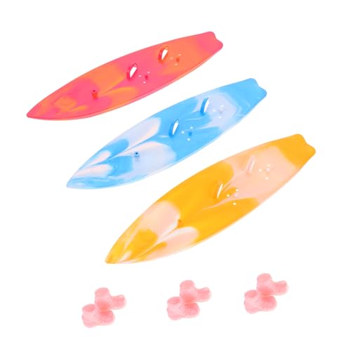 ERINGOGO 3 Stück -Surfbrett Puppen Surfbrett Puppen Modell Puppen Surfboard für Kuchen Puppen Surfboard Modell Bausatz Mini-Surfbrett-Ornament Holzhandwerk Finger-Surfbrett Plastik von ERINGOGO