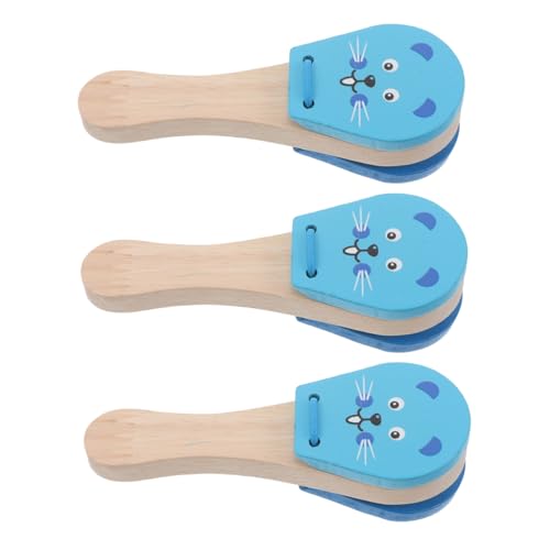 ERINGOGO 3 Stück Teiliges Holzspielzeug mit Traditionelle Orff Kastagnetten aus Holz für Kleinkinder Ergonomisch Geformt Leicht zu Greifen von Feinmotorik Musiklernen und Eltern Junge von ERINGOGO