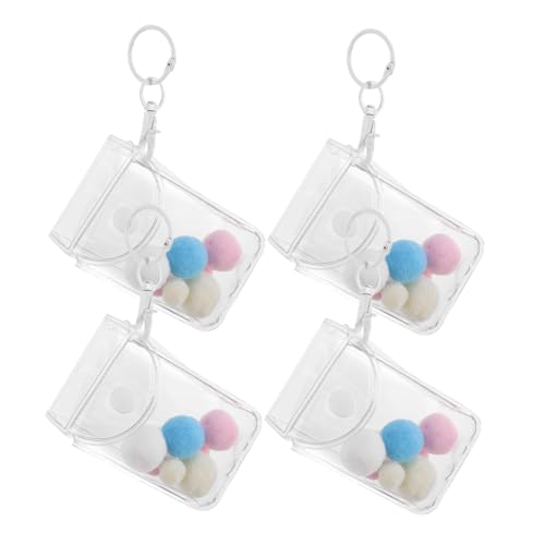 ERINGOGO 3 Stück Teiliges Kleine Transparente PVC Aufbewahrungstaschen für Blindboxen Mini Figuren Tragetaschen mit Acrylkette und Basisverschluss für Sammler von ERINGOGO