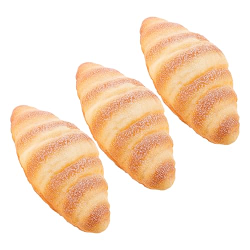 ERINGOGO 3 Stück Teiliges Künstliche Croissants Realistische Dekobrote mit Authentischer Textur Leichtes Stabiles Material Fotorequisiten für Bäckerei und Küchendekoration von ERINGOGO