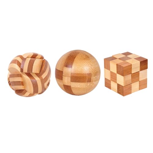 ERINGOGO 3 Stück Teiliges Luban Lock aus Bambus Klassisches Chinesisches Kongming Puzzle Intelligentes Knobelspiel für Erwachsene Geschicklichkeit und Konzentration von ERINGOGO