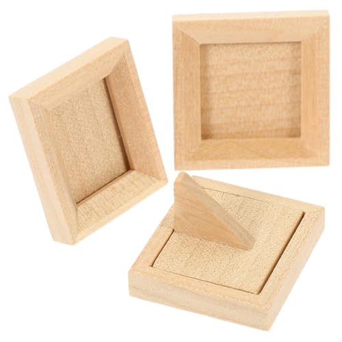 ERINGOGO 3 Stück Teiliges Mini Holzbilderrahmen für Puppenhaus Langlebige DIY Dekoration mit Feiner Verarbeitung Geeignet für Miniaturbilder und Kinderzimmergestaltung von ERINGOGO