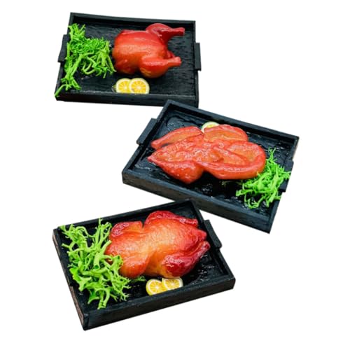 ERINGOGO 3 Stück Teiliges Miniatur Dollhouse Essensset Realistisch Gestaltetes Weihnachtsbraten Set mit Enten Gans und Huhn Detailgetreue Puppenhaus Deko für Festliche Szenen und Kreative von ERINGOGO