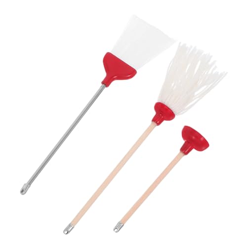 ERINGOGO 3 Stück Teiliges Miniatur Reinigungsset für Puppenhaus Badezimmer Realistische Mop Besen und Toilettenwerkzeuge Vielseitige Miniatur Badezimmerzubehör für Kindgerechtes Rollenspiel von ERINGOGO