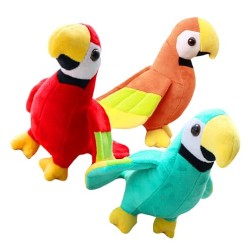 ERINGOGO 3 Stück Teiliges Plüsch Papagei Realistisch Gestaltete Bunte Kuscheltiere aus Weichem Baumwollmaterial Leicht und Dekorativ für Zuhause Party und von ERINGOGO