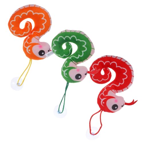 ERINGOGO 3 Stück Teiliges Plüschtier Schlangen mit Saugnapf Realistische Künstliche Schlange als Partydeko Lustiges Aprilscherz für Halloween Grün Rot Orange Weiches Stofftier von ERINGOGO
