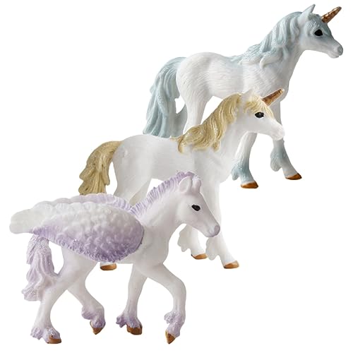 ERINGOGO 3 Stück Teiliges Realistische Einhorn Modelle aus Kunststoff Lebensechte Simulationstierfigur Dekorative Einhorn Figur für Kinderzimmer Lernspielzeug und Dekoration von ERINGOGO