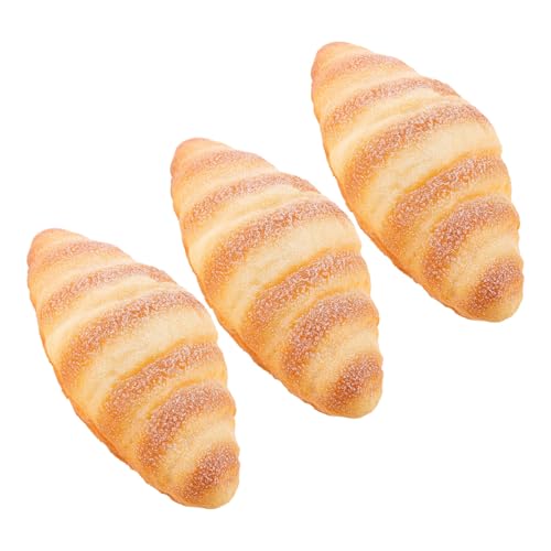 ERINGOGO 3 Stück Teiliges Realistisches Fake Bread Täuschend Echte Croissant Deko Leichte Simulation Brote für Fotografie Bäckerei und Küchen Dekoration Detailgetreue Miniatur Auslage von ERINGOGO