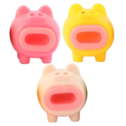 ERINGOGO 3 Stück Teiliges Stressspielzeug Schwein mit Herausspringendem Element Lustiges Vinyl Dekompressionsspielzeug für Erwachsene Anti Stress Büro Schule und Party Zufällige Farbe von ERINGOGO
