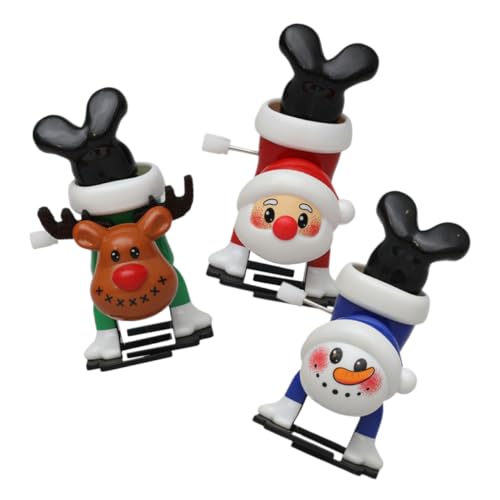 ERINGOGO 3 Stück Teiliges Weihnachtsaufziehspielzeug mit Rentier Weihnachtsmann Schneemann Lustige Sichere Figuren für Weihnachtsfeier Familienaktivität und Festliche Dekoration von ERINGOGO