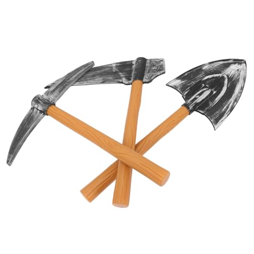 ERINGOGO 3 Stück Teiliges Zwerg Kostüm Requisiten Set mit Spitzhacke Sense Schaufel für Bühne Rollenspiel Halloween Party Zubehör Realistische Details Sichere Spielumgebung von ERINGOGO