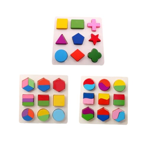 ERINGOGO 3 Stücke Geometrische Form Platte Geometrie-Puzzle Geometrietafel Bambus von ERINGOGO