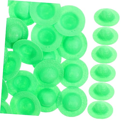 ERINGOGO 30 Stück Mini -Strohhutschmuck individuelle Mütze Kleiner Hut Kinderhut für Mini-Hut Miniaturhüte Hutdekorationen Minihüte basteln winziger Hut Miniatur winzige Hüte Plastik Grün von ERINGOGO