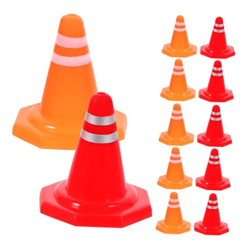 ERINGOGO 30 Stück Miniatur Verkehrskegel Teiliges Kleine Verkehrshindernisse für DIY Sandkastenszenen zur Verkehrserziehung und Dekoration für Rot und Orange von ERINGOGO