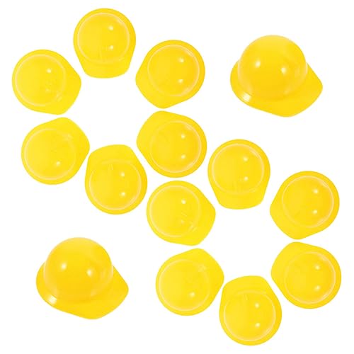 ERINGOGO 30 Stück Miniature Bauhelm Gelbe Sicherheitshelme für Kuchen Puppen und Haustiere Dekorative Hüte für Partys und Outdoor Aktivitäten von ERINGOGO