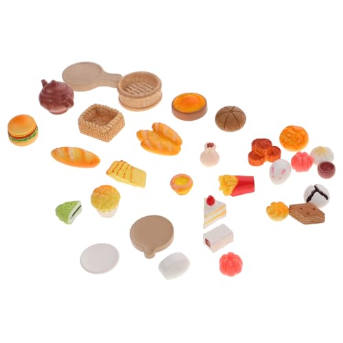 ERINGOGO 30 Stück Morgentee-Kuchen-Burger kleine Geschenkideen Ornament sammlerstücke Dekorationsartikel Food-Modell- Miniatur-Vitrine Mini-Hausverzierung Mini- -Küchenzubehör Harz von ERINGOGO