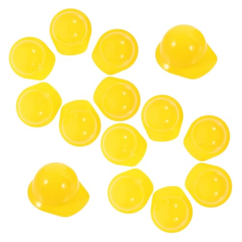 ERINGOGO 30 Stück Teiliges Mini Bauarbeiterhelme aus Robustem Kunststoff Dekorative Sicherheitshelme als Puppenzubehör Vielseitig für DIY Baustellen partys Miniaturhäuser und Kostüme Gelb von ERINGOGO