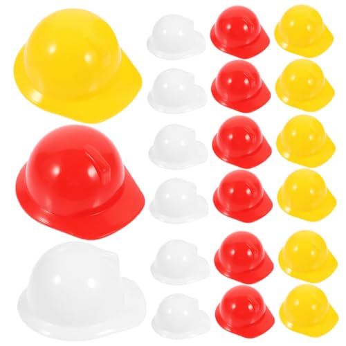 ERINGOGO 30 Stück Teiliges Mini Rot Gelb Weiß Detailreiche Miniatur-bauhelm-Dekoration für Puppen Haustiere und Party Vielseitiger Schutzhelm und Fotorequisite von ERINGOGO