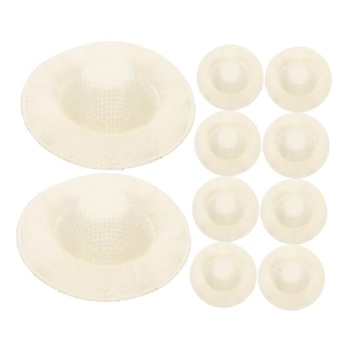 ERINGOGO 30 Stück Teiliges Mini Strohhut Kleine Gewebte Puppenhüte DIY Handwerkszubehör Naturfarbene Miniaturhüte Geeignet für Puppenhaus Dekoration und Bastelprojekte von ERINGOGO