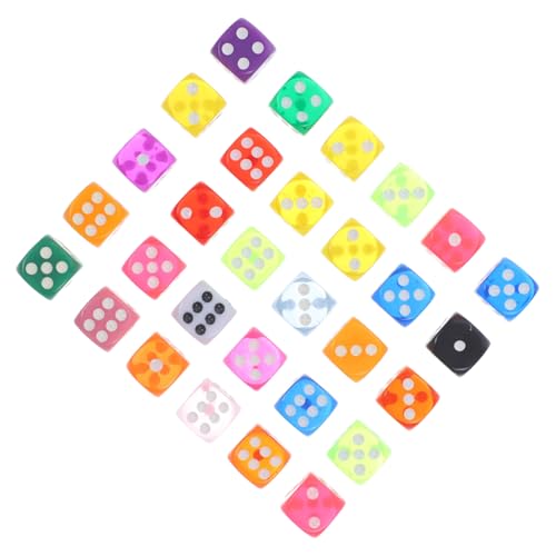 ERINGOGO 30 Stück Teiliges Transparente Resin Würfel Bunte Sechsseitige Spielwürfel für Brettspiele Party Zubehör Vielseitig Verwendbar Leicht und Kompakt von ERINGOGO