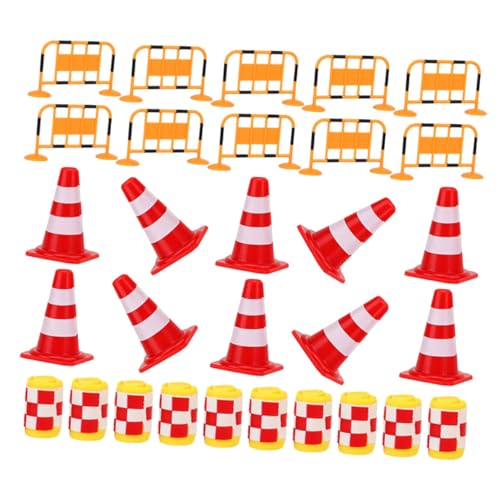 ERINGOGO 30 Stück Teiliges Verkehrsschilder spielset für Inklusive Rote Pylonen Orange Absperrungen Gelbe Schutzbarrieren Pädagogisches zur Verkehrsregel erkennung und Kognitiven von ERINGOGO