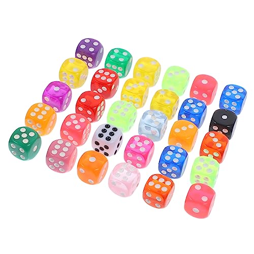 ERINGOGO 30 Stück Transparente Farbwürfel Farbige Spielbrettspiele Spielparty Requisiten Zahlenbrettspiel Zubehör Spielrequisiten Partybevorzugung Brettspiel Werkzeug Harz von ERINGOGO
