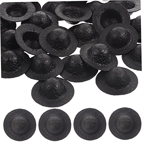 ERINGOGO 30St Mini-Hut Kleiner Zylinder Strohhut Hut nähen Ballonmütze Dummer Hut doll Accessories Figurendekoration DIY-Zubehör Jazzhüte Kleiner Hut für Puppe Mini-Hüte Plastik Black von ERINGOGO