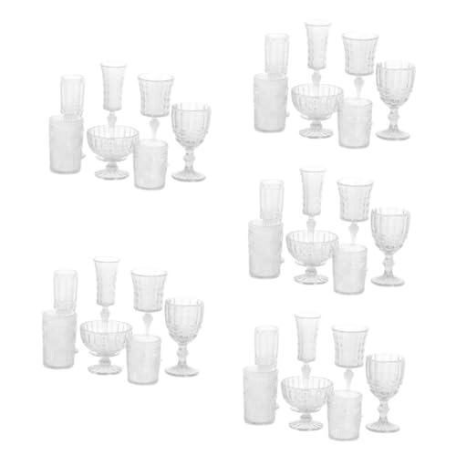 ERINGOGO 35 STK Wasserbecher kunststoffbecher plastikgläser Bierbecher Puppenhaus-Weinflasche Weingläser aus Kunststoff Espressotasse Mini-Charms puppenhaus zubehör Mini Miniatur Spielzeug von ERINGOGO