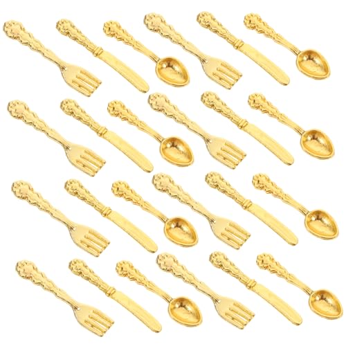 ERINGOGO 36stücke Miniatur Besteck Set Teiliges Puppenhaus Zubehör Goldene Miniatur Geschirr Für Kreative Tischdekoration Für Puppenhaus Lifelike Modell Für Küche Und Spielzeug von ERINGOGO