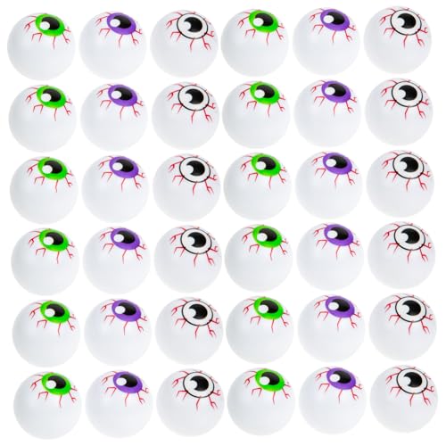 ERINGOGO 36 Teiliges Halloween Augäpfel aus Kunststoff Hohle Bunte Elastische Bouncy Eyeballs für Gruselige Partydekoration Drinnen und Draußen für Halloween Dekoration und Horror von ERINGOGO