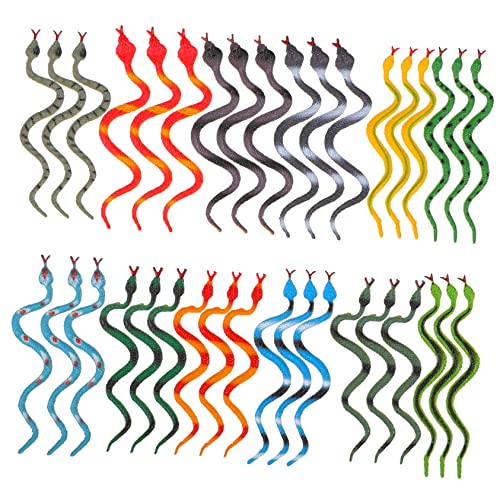 ERINGOGO 36 Teiliges Realistische Kleine Gummischlangen Spielzeuge Farbige Simulation Langlebige Kunststoffmaterialien Vielseitige Fake Snake Trick Requisiten für Halloween Aprilscherz von ERINGOGO