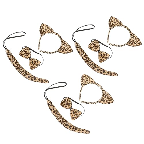 ERINGOGO 3Sätze Katzenohren Stirnband Set mit Schleife und Teiliges Kostümzubehör für Cosplay für Themenpartys Halloween und Mehr mit Leopardenmuster ERINGOGO 3Sätze Katzenohren Stirnband Set mit Schleife und Teiliges Kostümzubehör für Cosplay für Themenpartys Halloween und Mehr mit Leopardenmuster von ERINGOGO