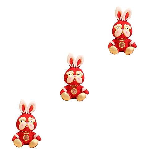 ERINGOGO 3St Neujahrspuppe Kinderspielzeug Kaninchen-Maskottchen-Spielzeug Party-Kaninchen-Puppe Weihnachtssto Spielzeuge neujahr dekor Cartoon-Kaninchen-Maskottchen-Puppe Tier von ERINGOGO