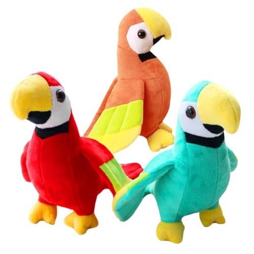 ERINGOGO 3Stücke Plüsch Papagei Imitation Papageien Farbenfrohes Vogelspielzeug Süßes Plüsch Papageien Für Haustiere von ERINGOGO
