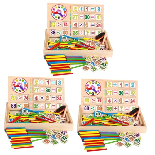 ERINGOGO 3St Stangen zählen Kinder Puzzle rätselbuch Kinder kindergartenhaus holzbrikett Zählstäbe Spielzeug Bausteine Zahlenkarten aus Holz hölzern Zählstab Modul Kleinkind Bambus von ERINGOGO