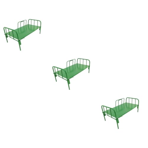 ERINGOGO 3St Legierungsverzierung Mini-Möbel Zubehör für Spielhäuser Miniaturmöbel Modelle Spielzeug Schlafsaal-Layout-Requisite Miniatur-Eisenbett das Bett Requisiten Minibett von ERINGOGO