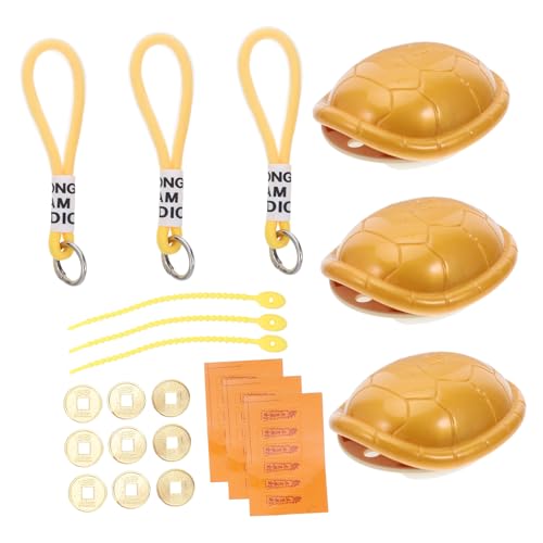 ERINGOGO 3stücke Chinesische Feng-Shui-schildkrötenpanzer I-Ching-glücksbringer Miniaturstatuen Für Wohlfühlraumdekoration Naturtextur Kompaktes Design von ERINGOGO