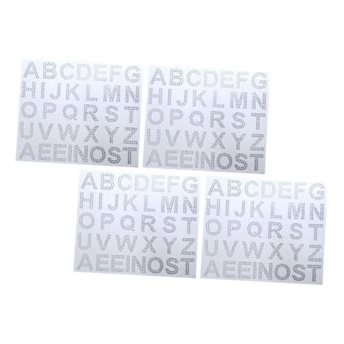 ERINGOGO 4 Blätter Buchstabenaufkleber Glitzernde Strass Sticker Selbstklebend Dekorative Rhinestone Buchstaben für DIY Kleidung Taschen Schuhe Hüte von ERINGOGO