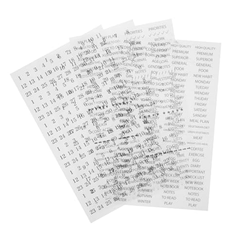ERINGOGO 4 Blätter Teiliges Transparente Tagesplaner Aufkleber Selbstklebende Journal Sticker für Kalender to Do Listen und DIY Notizbücher Wasserfeste Planer Zubehör Geeignet für ERINGOGO 4 Blätter Teiliges Transparente Tagesplaner Aufkleber Selbstklebende Journal Sticker für Kalender to Do Listen und DIY Notizbücher Wasserfeste Planer Zubehör Geeignet für von ERINGOGO