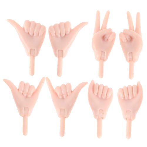 ERINGOGO 4 Paar Puppenhand Set Zubehör Mini Puppenzubehör Kleine Hände Streich Winzige Hände DIY Puppenhandwerk Zubehör Winzige Werkzeuge Mini Hände Streich Kreatives Miniatur von ERINGOGO