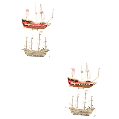 ERINGOGO 4 Sätze 3D-Segelpuzzle Geburtstagsgeschenk für Kinder Modellboot Spielzeug Rätsel Schiffsmodellbausatz aus Holz 3D-Puzzle gebaut Modellschiff Puzzle-Tisch Segelboot Mann von ERINGOGO