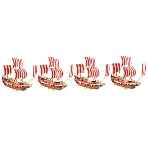 ERINGOGO 4 Sätze 3D-segelpuzzle Piratenschiff Aus Holz Modellbausätze Für Erwachsene Hölzern Nautisch Holzpuzzle Für Erwachsene Strandboot Dekor Yacht-Modell Segelboot Aus Holz Kind von ERINGOGO