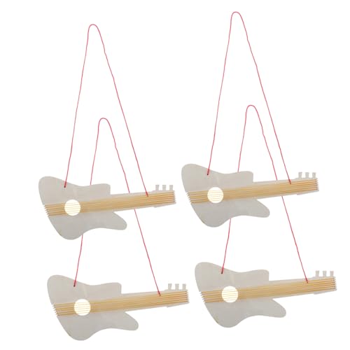 ERINGOGO 4 Sätze Kinderukulele für Jungen Holz Gitarre Unfertige Holz Gitarre Musikinstrument für Kleinkinder Gitarre DIY Projekt Gitarrendekor Musikinstrumentenparty hölzern Beige von ERINGOGO