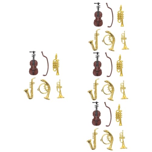ERINGOGO 4 Sätze Mini-Musikinstrument Puppenhaus Trompete Dekore Miniaturgeigenschmuck Mini-geigenspielzeug Mini-Dinge, Die Wirklich Funktionieren Perlen Saxophon Spielzeugzimmer Plastik von ERINGOGO