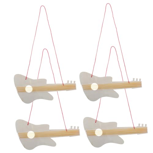 ERINGOGO 4 Sätze Musikinstrumentenparty Gitarrenkinder Holzausschnitte Zum Basteln Holzgitarre Blanko - scheiben Zum Basteln Aus Holz Musikinstrument Zum Selbermachen Hölzern Beige von ERINGOGO