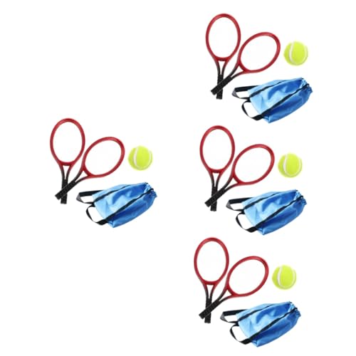 ERINGOGO 4 Sätze Puppenhaus-Tennis Miniaturspielzeug Mini- -DIY-versorgung Minihouse-tennisschläger Dekorative Mini Werkzeuge Für Kinder Badminton-federbälle Stoff Drinnen Minischrank von ERINGOGO