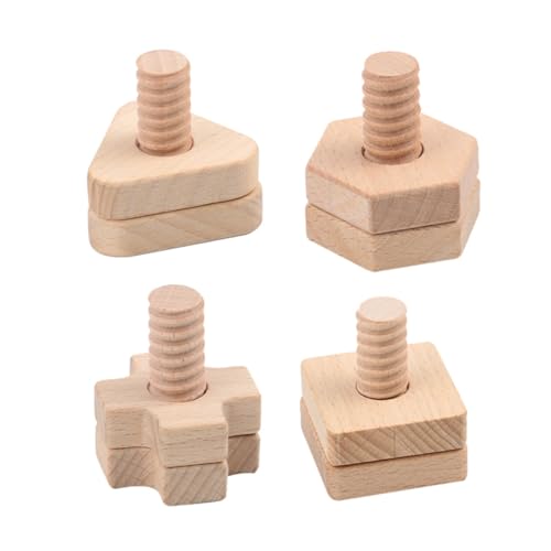 ERINGOGO 4 Sätze Schraube Gepaarte Bausteine Schraube Schraubenspielzeug Aus Holzschrauben Paarungsspielzeug Mit Geometrischen Formen Schraube Passendes Birke von ERINGOGO